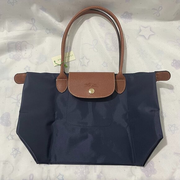 Longchamp Foldable Canvas Shoulder Bag Blue - Picture 1 of 6